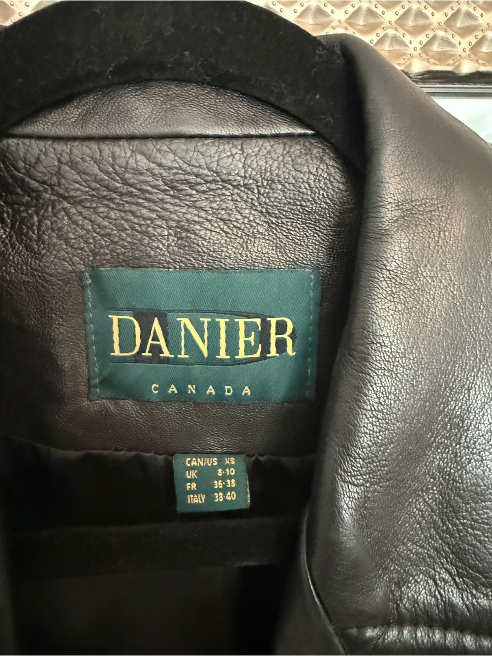 Danier Black Leather Jacket with Label Detail